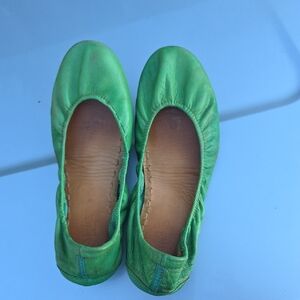 Tieks Vibrant Green Leather Flats